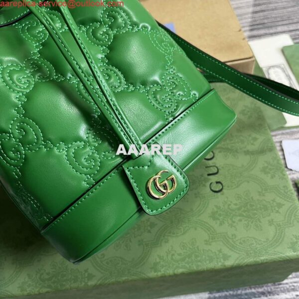 Replica Gucci 728231 GG Matelassé Bucket Bag Green 4