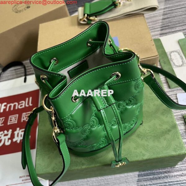 Replica Gucci 728231 GG Matelassé Bucket Bag Green 5