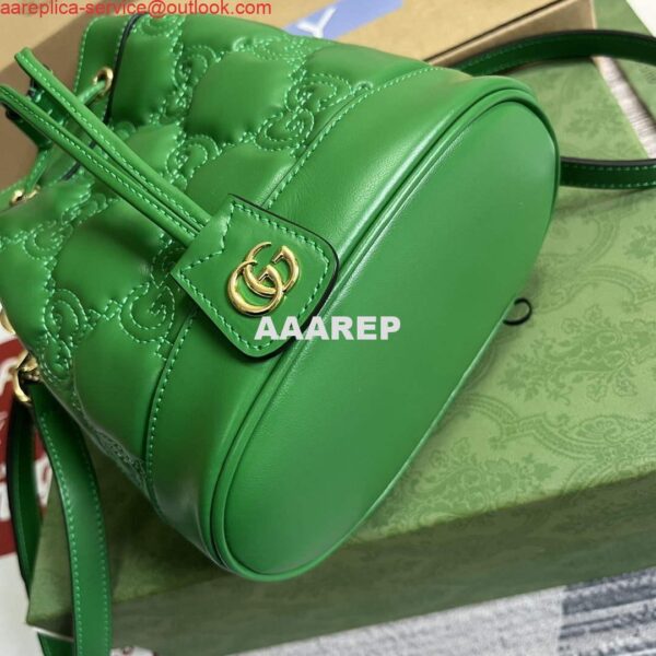 Replica Gucci 728231 GG Matelassé Bucket Bag Green 6