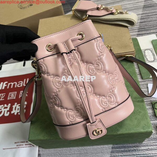 Replica Gucci 728231 GG Matelassé Bucket Bag Light Pink 5