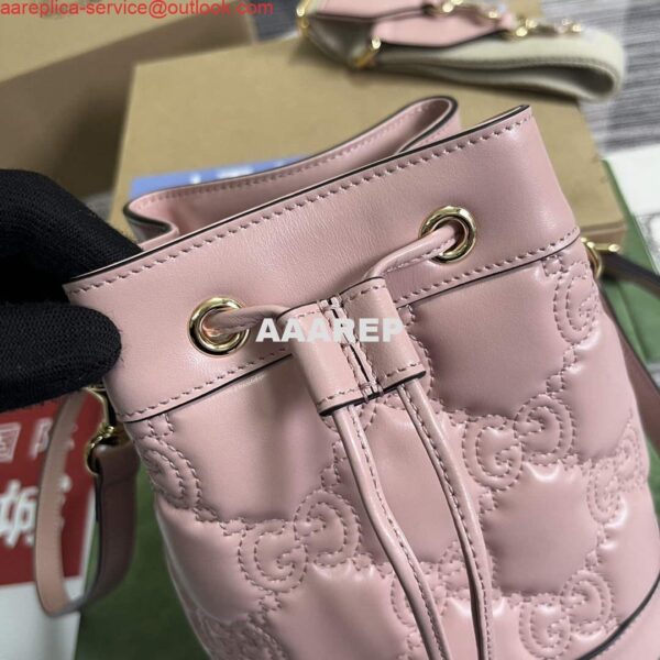 Replica Gucci 728231 GG Matelassé Bucket Bag Light Pink 6
