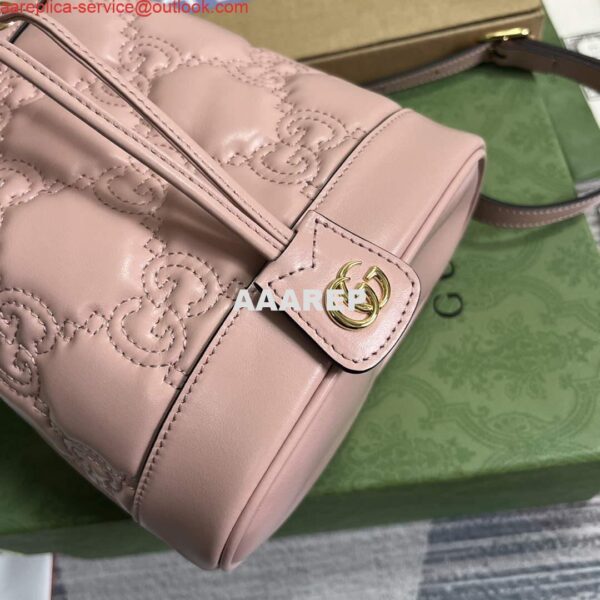 Replica Gucci 728231 GG Matelassé Bucket Bag Light Pink 7