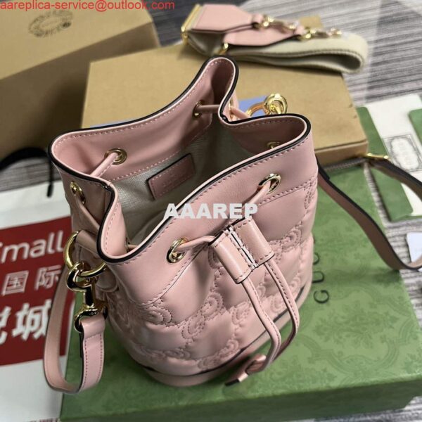 Replica Gucci 728231 GG Matelassé Bucket Bag Light Pink 8
