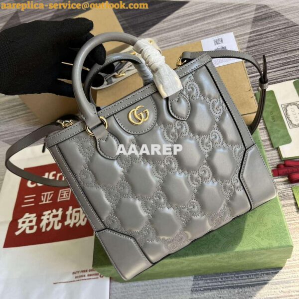 Replica Gucci 728309 GG Matelassé Mini Top Handle Bag Grey 3