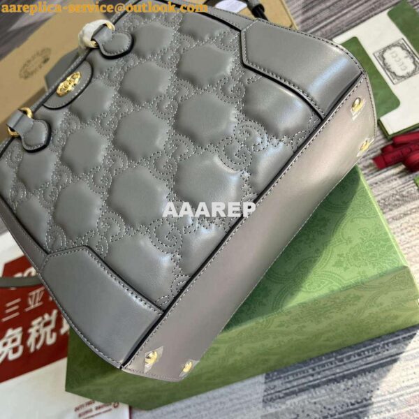 Replica Gucci 728309 GG Matelassé Mini Top Handle Bag Grey 6