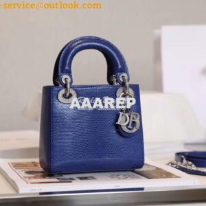 Replica Dior Lizard Leather Mini Lady Dior Bag with Crystals in Electr 2