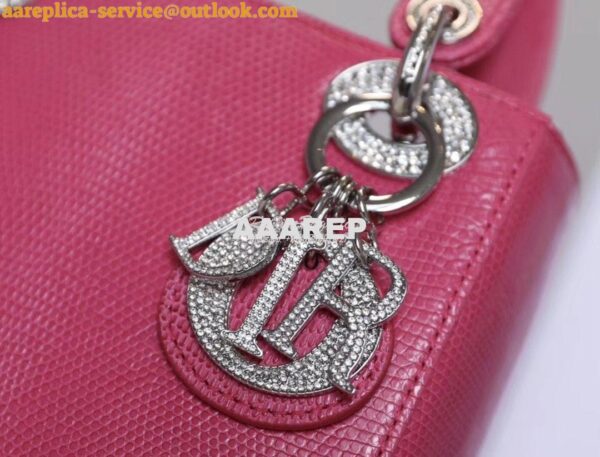 Replica Dior Lizard Leather Mini Lady Dior Bag with Crystals in Pink 6