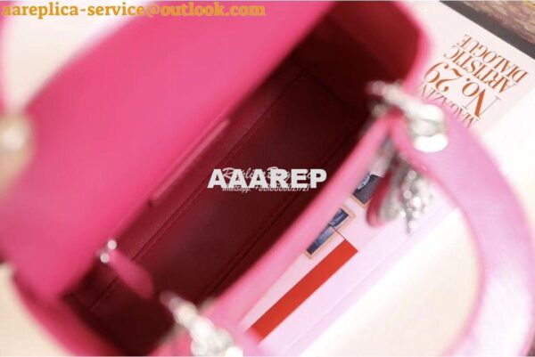 Replica Dior Lizard Leather Mini Lady Dior Bag with Crystals in Pink 8