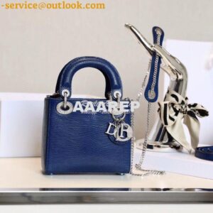 Replica Dior Lizard Leather Mini Lady Dior Bag with Crystals in Royal
