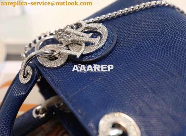 Replica Dior Lizard Leather Mini Lady Dior Bag with Crystals in Royal 5