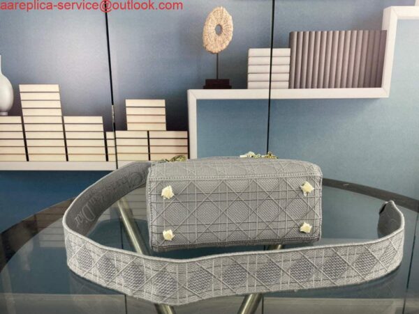 Replica Dior Medium Lady D-Life Bag M0565 Cannage Embroidery Grey 5