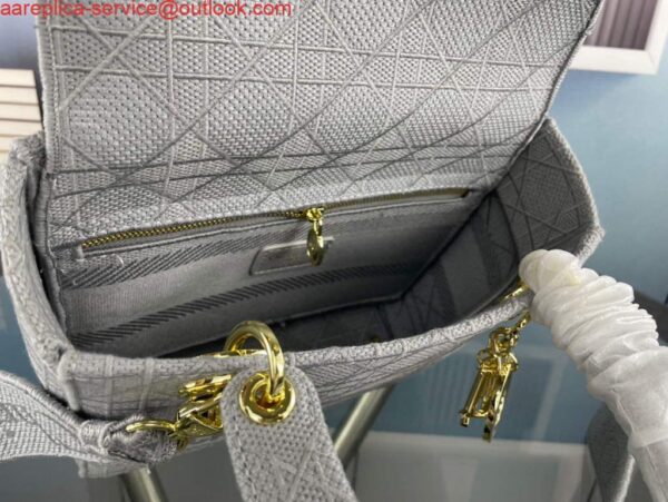 Replica Dior Medium Lady D-Life Bag M0565 Cannage Embroidery Grey 6