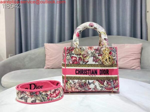 Replica Dior Medium Lady D-Life Bag M0565 Multicolor Butterfly Embroidery