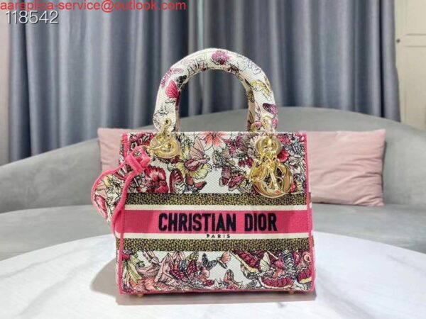 Replica Dior Medium Lady D-Life Bag M0565 Multicolor Butterfly Embroidery 9