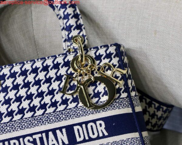 Replica Dior Medium Lady D-Life Bag M0565 Navy Blue and White Butterfly Embroidery 4