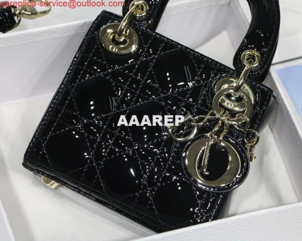 Replica Dior MICRO LADY Dior Bag S0856 Black Patent Cannage Lambskin 3