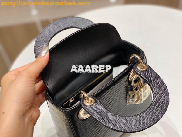 Replica Dior Lizard Mini Lady Dior Bag in Black 6