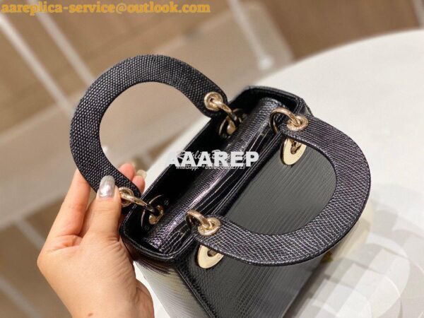 Replica Dior Lizard Mini Lady Dior Bag in Black 7