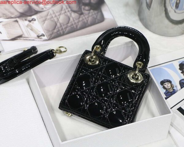 Replica Dior MICRO LADY Dior Bag S0856 Black Patent Cannage Lambskin 6