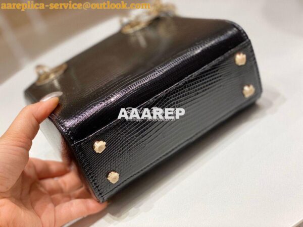 Replica Dior Lizard Mini Lady Dior Bag in Black 8