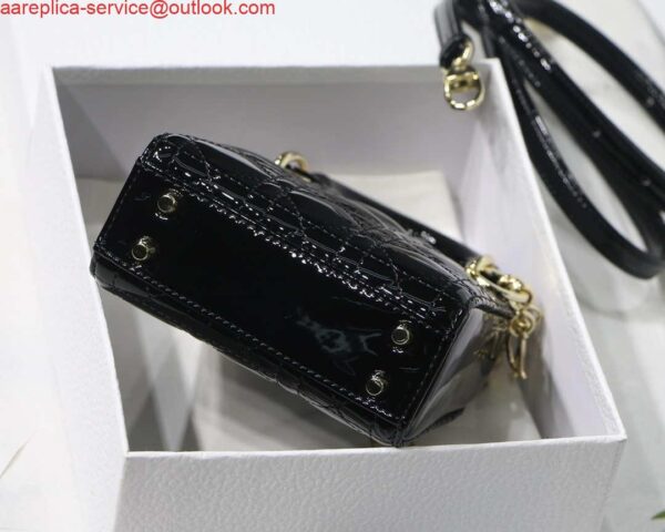 Replica Dior MICRO LADY Dior Bag S0856 Black Patent Cannage Lambskin 9