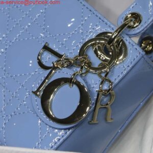 Replica Dior MICRO LADY Dior Bag S0856 Blue Patent Cannage Lambskin 2