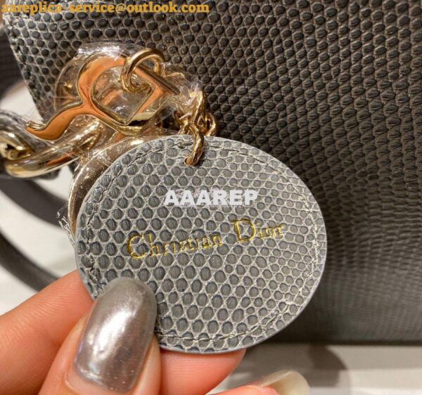 Replica Dior Lizard Mini Lady Dior Bag in Grey 4
