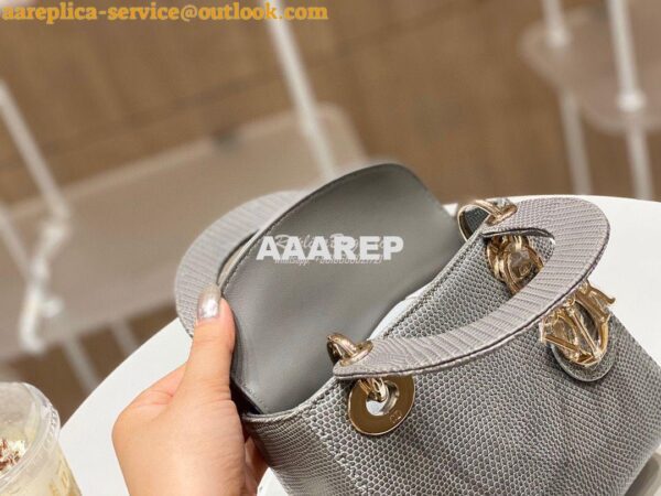 Replica Dior Lizard Mini Lady Dior Bag in Grey 6