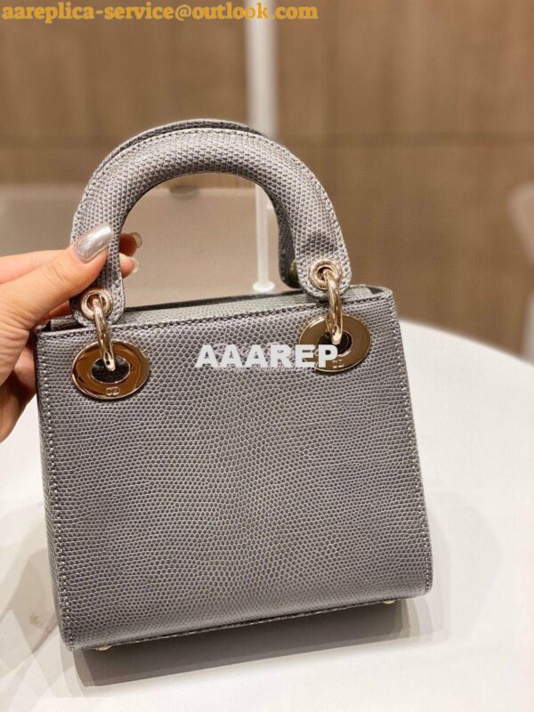 Replica Dior Lizard Mini Lady Dior Bag in Grey 8