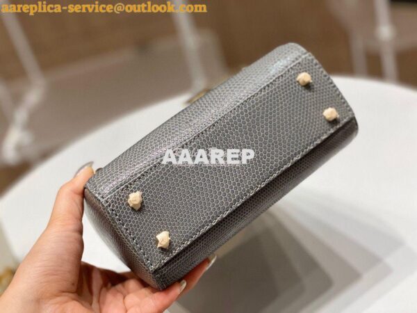 Replica Dior Lizard Mini Lady Dior Bag in Grey 9