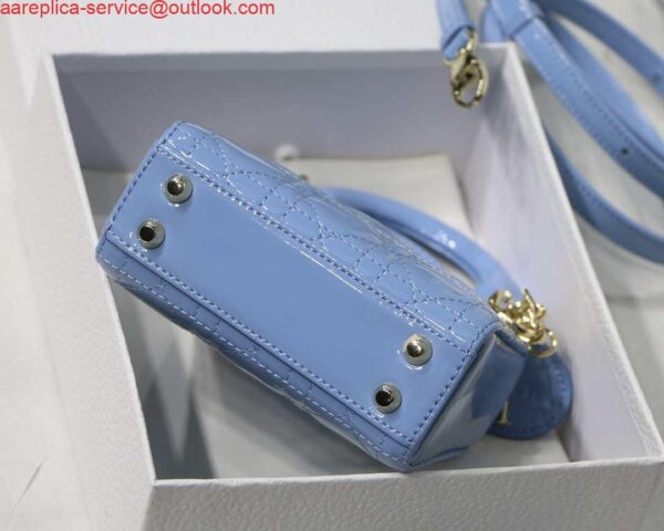 Replica Dior MICRO LADY Dior Bag S0856 Blue Patent Cannage Lambskin 9