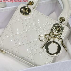 Replica Dior MICRO LADY Dior Bag S0856 White Patent Cannage Lambskin