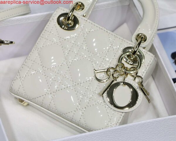 Replica Dior MICRO LADY Dior Bag S0856 White Patent Cannage Lambskin