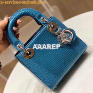 Replica Dior Lizard Mini Lady Dior Bag in Jean Blue 2