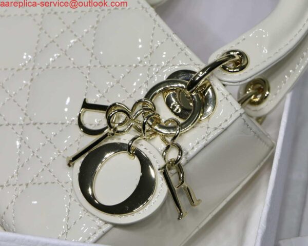 Replica Dior MICRO LADY Dior Bag S0856 White Patent Cannage Lambskin 2