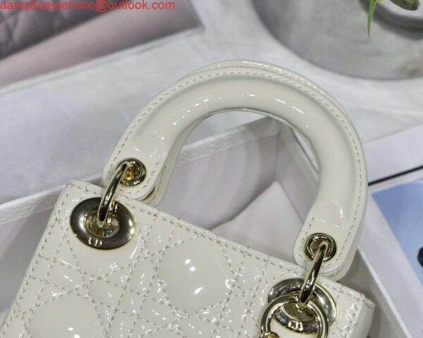 Replica Dior MICRO LADY Dior Bag S0856 White Patent Cannage Lambskin 3