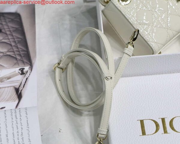 Replica Dior MICRO LADY Dior Bag S0856 White Patent Cannage Lambskin 7