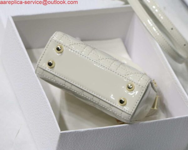 Replica Dior MICRO LADY Dior Bag S0856 White Patent Cannage Lambskin 9