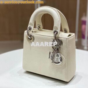 Replica Dior Lizard Mini Lady Dior Bag in White 2