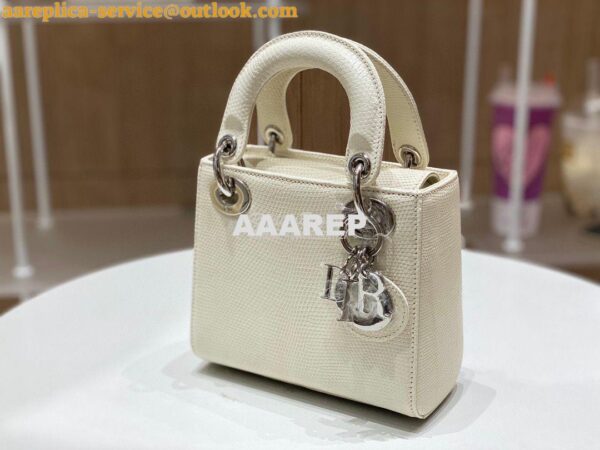 Replica Dior Lizard Mini Lady Dior Bag in White 2