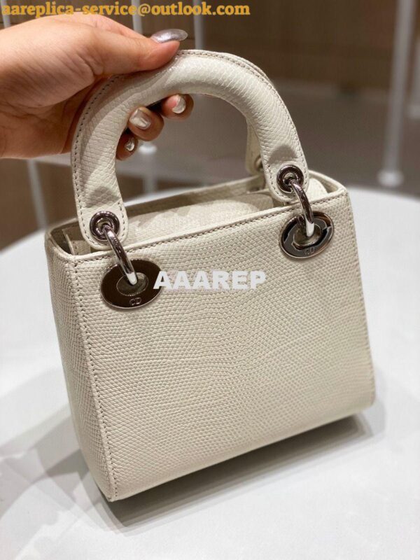 Replica Dior Lizard Mini Lady Dior Bag in White 5