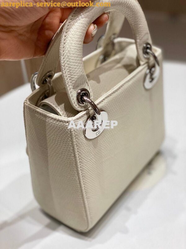 Replica Dior Lizard Mini Lady Dior Bag in White 6