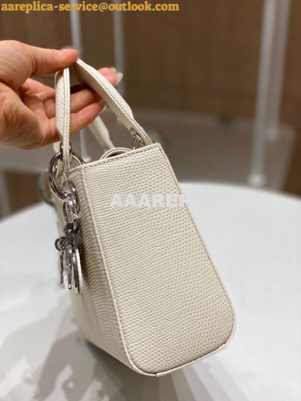 Replica Dior Lizard Mini Lady Dior Bag in White 7