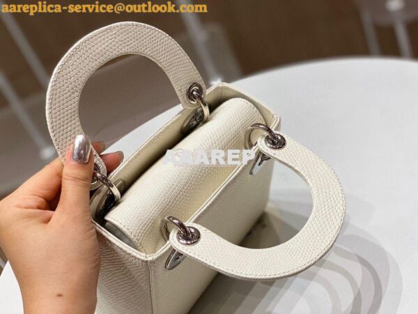 Replica Dior Lizard Mini Lady Dior Bag in White 8