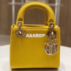 Replica Dior Lizard Mini Lady Dior Bag in Yellow