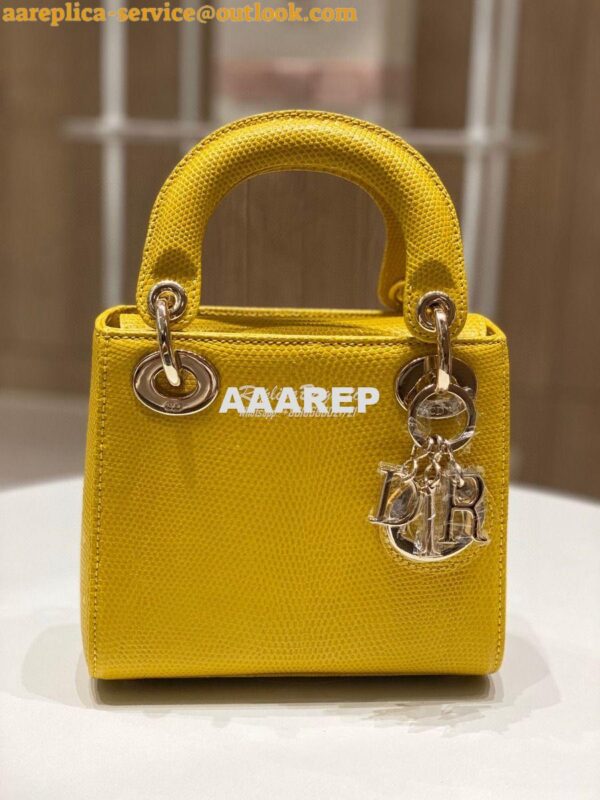 Replica Dior Lizard Mini Lady Dior Bag in Yellow