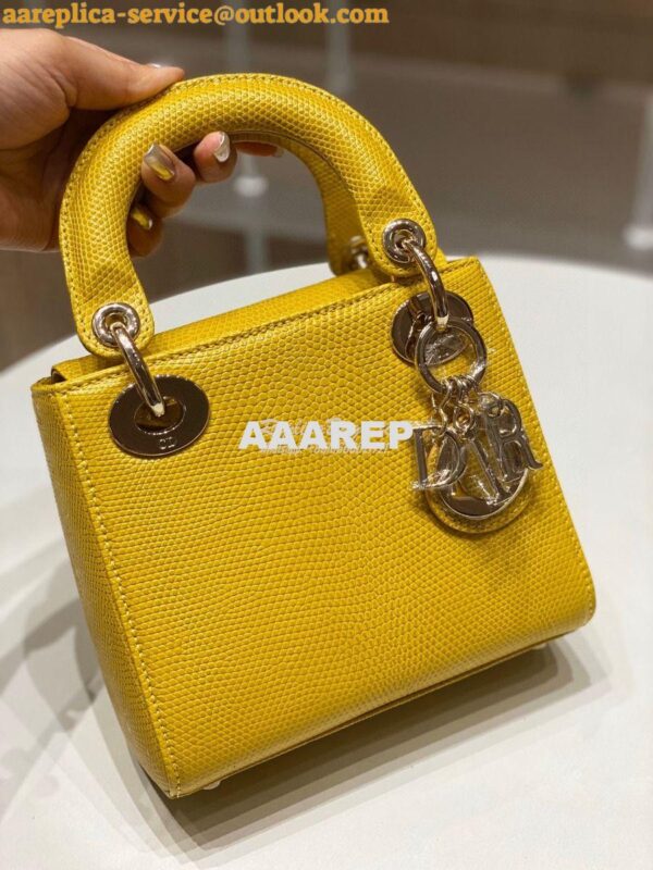 Replica Dior Lizard Mini Lady Dior Bag in Yellow 2