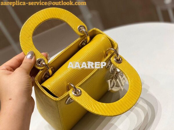 Replica Dior Lizard Mini Lady Dior Bag in Yellow 4