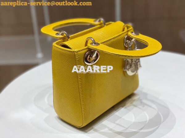Replica Dior Lizard Mini Lady Dior Bag in Yellow 5