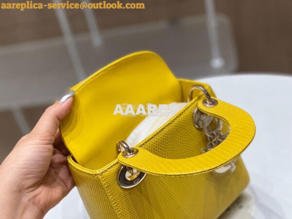 Replica Dior Lizard Mini Lady Dior Bag in Yellow 6